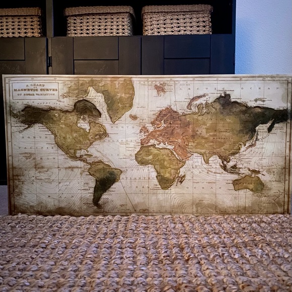 Beautiful Art On Canvas 15X30 Hand Embellished Canvas World Maps NWT - Picture 11 of 15